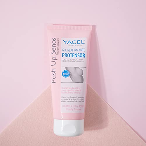 Yacel Push Up Senos. Gel Reafirmante Protensor. Reafirma, Tonifica y Corrige las Estrías del Busto y Escote. Apto en Embarazo y Lactancia. 200 ml., 200 mililitro, 1