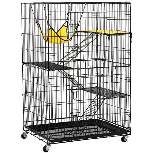 Yaheetech Jaula para Mascota Jaula con 4 Niveles con Ruedas Jaula para Conejos Hamsters Altura 123 cm Jaula Grande con 2 Puertas