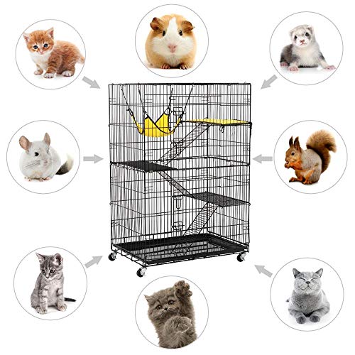 Yaheetech Jaula para Mascota Jaula con 4 Niveles con Ruedas Jaula para Conejos Hamsters Altura 123 cm Jaula Grande con 2 Puertas