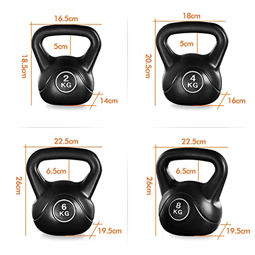 Yaheetech Juego de 2/4/6/8 kg Pesa Rusa Kettlebell Mancuernas para Musculación Ejercicio con Mango Antideslizante Proteger Piso