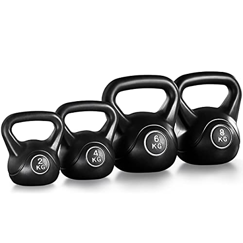 Yaheetech Juego de 2/4/6/8 kg Pesa Rusa Kettlebell Mancuernas para Musculación Ejercicio con Mango Antideslizante Proteger Piso