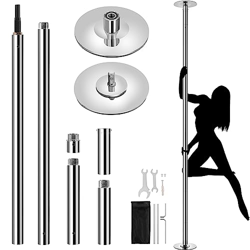 Yaheetech Juego de Palos de Baile Extraíble para Club, Casa Pole Dance Barra de Baile de Acero Inoxidable para Casa Danza Ejercicio Altura Ajustable de 225-274,5cm 200 kg de Capacidad Gris Brillo