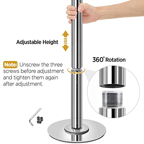 Yaheetech Juego de Palos de Baile Extraíble para Club, Casa Pole Dance Barra de Baile de Acero Inoxidable para Casa Danza Ejercicio Altura Ajustable de 225-274,5cm 200 kg de Capacidad Gris Brillo