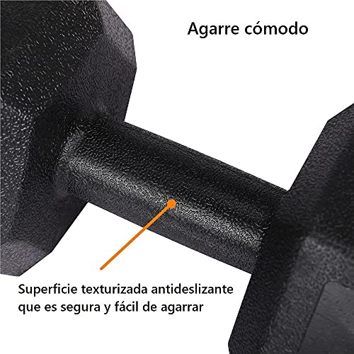 Yaheetech Juego de Pesas y Mancuernas Mancuernas Hexagonales Pesas de Ejercicio pesa Gimnasio en Casa para Gimnasio Fitness Negra 12 KG