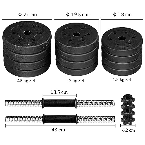 Yaheetech Kit Mancuernas Ajustables Juego de Pesas y Mancuernas para Casa o Gimnasio Mancuernas Musculacion con Cerraduras de Estrella