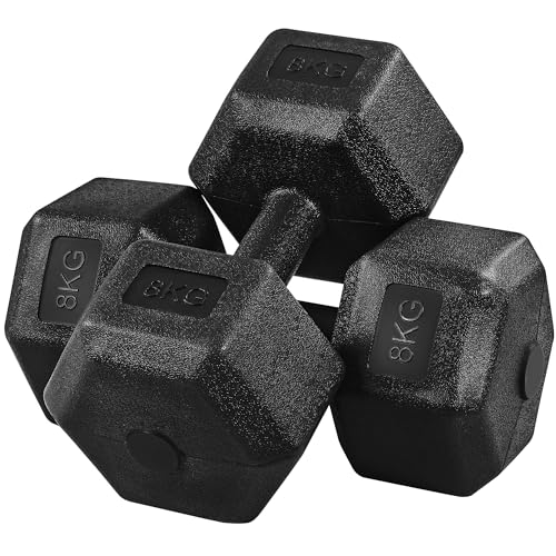 Yaheetech Mancuernas Hexagonales Ergonómicas Pesas y Mancuernas Pesas de Ejercicio pesa Gimnasio en Casa para Gimnasio Negro 16KG