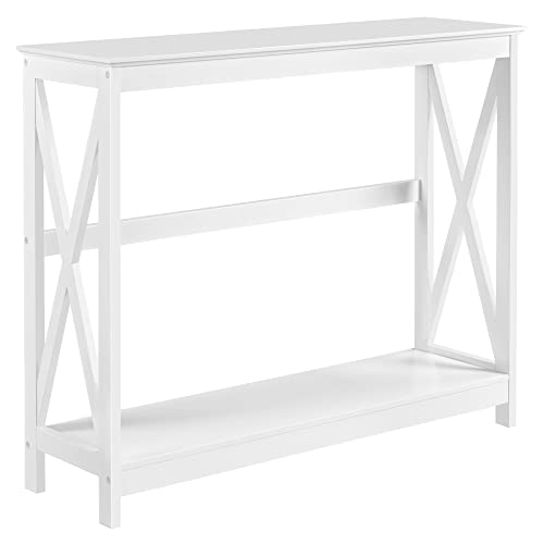 Yaheetech Muebles Entrada Recibidor Consola Recibidor Estrecha Mesa Recibidor Auxiliar de Forma X para Salón, Pasillo Blanca 101,5x30x81cm