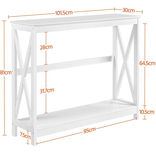 Yaheetech Muebles Entrada Recibidor Consola Recibidor Estrecha Mesa Recibidor Auxiliar de Forma X para Salón, Pasillo Blanca 101,5x30x81cm