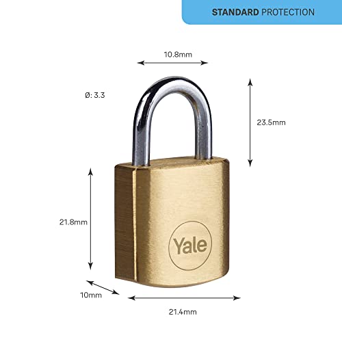 Yale Y110B/20/111/1 Candado De Seguridad de Latón Latonado 20 mm Arco Corto Y110B Blister