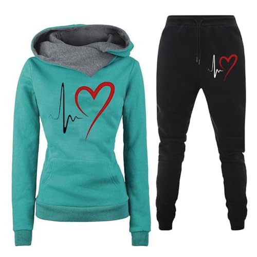 YAOJIWANG 2 Piezas Conjunto Chándales para Mujer Sudadera Sweatshirt con Capucha + Pantalones Casual Completo Traje Deportivos Mujer Conjunto de Ropa Chandal Tops y Pantalones deportivos 2 Piezas Set