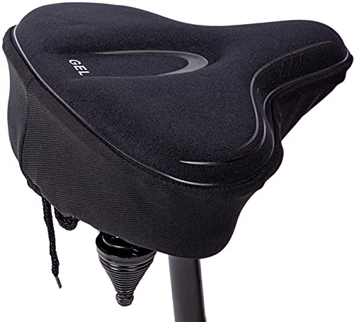 YBEKI Funda para Asiento De Bicicleta Estática, Cómodo Cojín Grande para Silla De Bicicleta Relleno De Gel y Espuma De Alta Densidad, Cojín para Silla De Bicicleta Más Elástico y Suave (Negro)