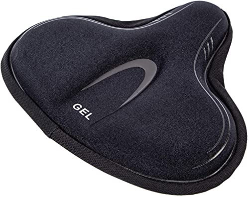 YBEKI Funda para Asiento De Bicicleta Estática, Cómodo Cojín Grande para Silla De Bicicleta Relleno De Gel y Espuma De Alta Densidad, Cojín para Silla De Bicicleta Más Elástico y Suave (Negro)