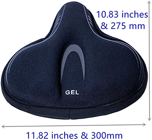 YBEKI Funda para Asiento De Bicicleta Estática, Cómodo Cojín Grande para Silla De Bicicleta Relleno De Gel y Espuma De Alta Densidad, Cojín para Silla De Bicicleta Más Elástico y Suave (Negro)