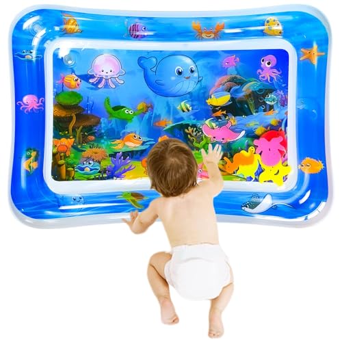 YEAUWILY Colchoneta de Agua para Bebe 3 6 9 12 Meses, Alfombra de Agua para bebé Almohadilla Agua Inflable Juguete sensorial para bebés Alfombra Agua para Bebe 0 2 4 8 Meses 70x50cm