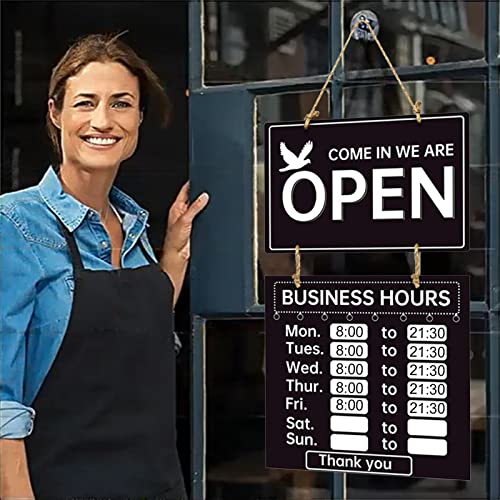 Yeeda Letrero de horario de negocios, cartel abierto cerrado, señal de doble cara para empresas, placas de bienvenida decorativas para tiendas, tiendas, gimnasio