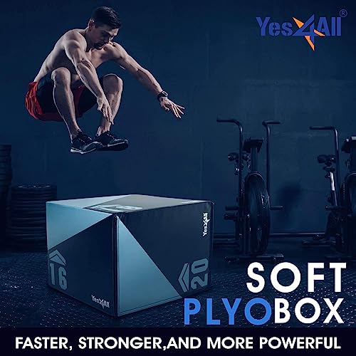 Yes4All 9 palancas Plyo de Espuma/Plataforma de Caja pliométrica para Entrenamiento y acondicionamiento de Saltos, Unisex, Azul claro-20 x 18 x 16 Pulgadas, Naranja