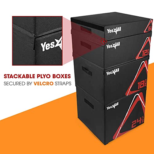 Yes4All Caja pliométrica blanda/caja de salto pliométrica – Caja pliométrica ajustable/caja pliométrica de espuma para entrenamiento de salto, fitness y acondicionamiento (6 pulgadas, negro)