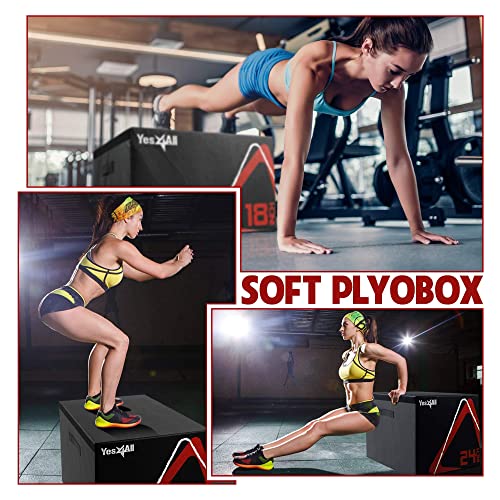 Yes4All Caja pliométrica blanda/caja de salto pliométrica – Caja pliométrica ajustable/caja pliométrica de espuma para entrenamiento de salto, fitness y acondicionamiento (6 pulgadas, negro)