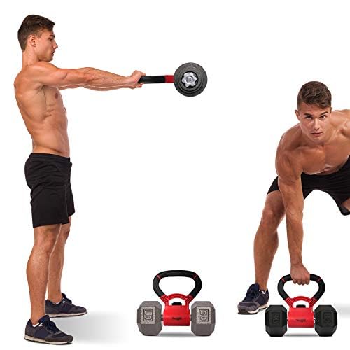 Yes4All D8FC Agarre Kettlebell, Negro y Rojo, Convierte Mancuernas en Kettlebells