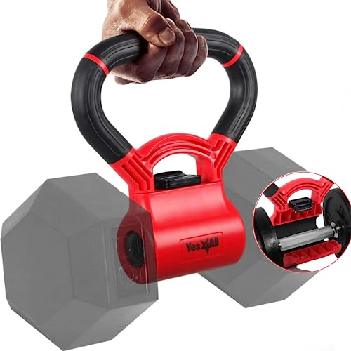 Yes4All D8FC Agarre Kettlebell, Negro y Rojo, Convierte Mancuernas en Kettlebells