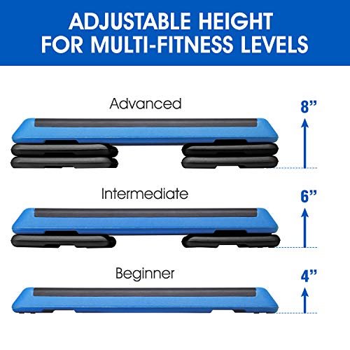 Yes4All DWZ2 - Plataforma de escalón aeróbico ajustable con 4 elevadores, color azul