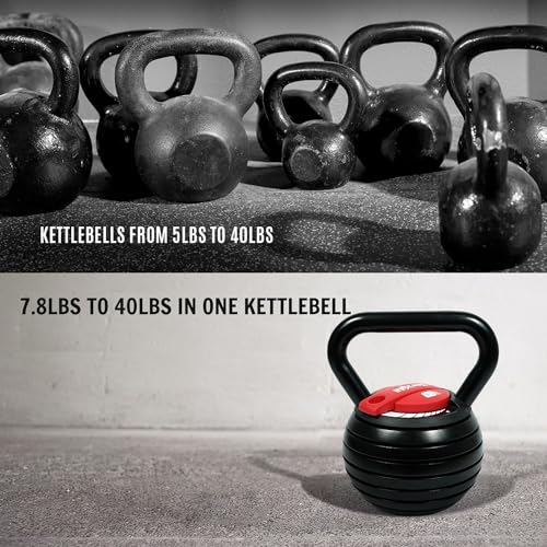 Yes4All JX7N 18 kg Kettlebell Ajustable, Campana de Hierro Fundido, Set de Pesas Kettlebells