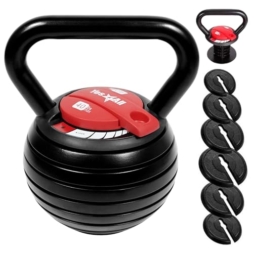 Yes4All JX7N 18 kg Kettlebell Ajustable, Campana de Hierro Fundido, Set de Pesas Kettlebells