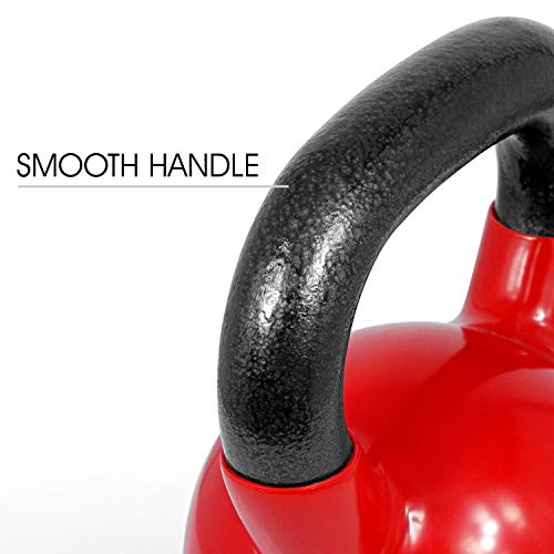 Yes4All K23E Kettlebell de hierro fundido con revestimiento de vinilo y base de goma protectora, rojo, 13,6 kg