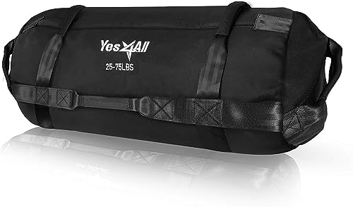 Yes4All M89B Saco de Arena, Negro, 0 - 34 Kilogramos, Saco lastrado para entrenamiento de carrera, Saco de Arena para entrenamiento funcional, Crossfit, Fitness, Conditioning