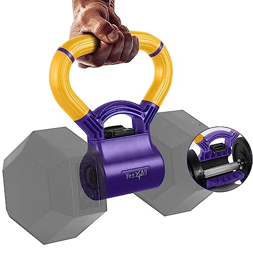 Yes4All N90Y Agarre Kettlebell, Amarillo y morado, Convierte mancuernas en Kettlebells