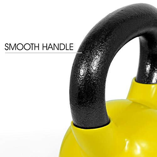 Yes4All NVF1 Kettlebell de hierro fundido con revestimiento de vinilo y base de goma protectora, amarillo, 5,4 kg