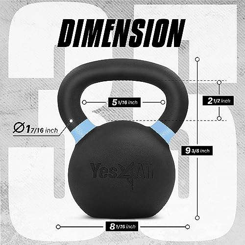 Yes4All Pesa Rusa de Hierro Fundido, Pesas Rusas, M. 16kg-Recubrimiento en Polvo, 16.0 kg