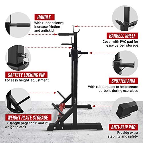 Yes4All Premium Soporte para Pesas Sentadillas con barra Altura ajustable y Capacidad máxima 250 KG