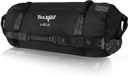 Yes4All QGZB Saco de Arena, Negro, 0 - 11 Kilogramos, Saco lastrado para entrenamiento de carrera, Saco de Arena para entrenamiento funcional, Crossfit, Fitness, Conditioning