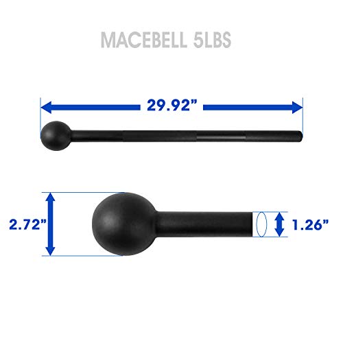 Yes4All Steel Mace Bell para Entrenamiento de Fuerza, Entrenamiento de Hombros, empuñaduras y antebrazos - 5 Libras