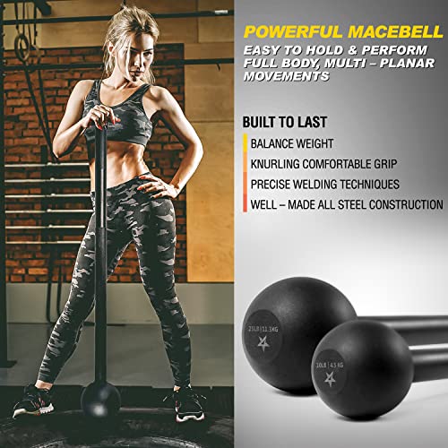 Yes4All Steel Mace Bell para Entrenamiento de Fuerza, Entrenamiento de Hombros, empuñaduras y antebrazos - 5 Libras