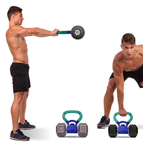 Yes4All TPH9 Agarre Kettlebell, Azul turquesa y azul, Convierte mancuernas en Kettlebells