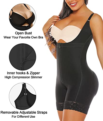 YIANNA Fajas Reductoras Mujer Body Reductor Colombianas Shapewear Moldeadora Control de Abdomen Posparto Lencería Moldeador Negro M 7212