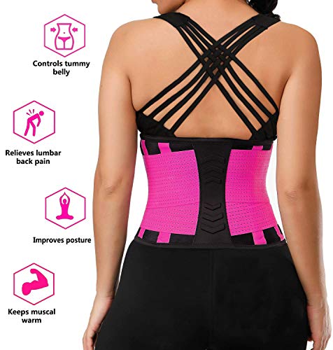 YIANNA Mujer Faja Reductora Abdominal Cinturón Lumbar Fajas Reductoras Abdomen Adjustable para Deporte Fitness Rosa , 8003 Size L