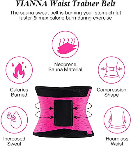 YIANNA Mujer Faja Reductora Abdominal Cinturón Lumbar Fajas Reductoras Abdomen Adjustable para Deporte Fitness Rosa , 8003 Size L