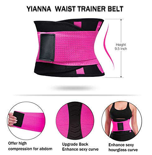 YIANNA Mujer Faja Reductora Abdominal Cinturón Lumbar Fajas Reductoras Abdomen Adjustable para Deporte Fitness Rosa , 8003 Size L