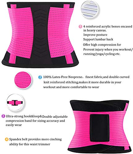 YIANNA Mujer Faja Reductora Abdominal Cinturón Lumbar Fajas Reductoras Abdomen Adjustable para Deporte Fitness Rosa , 8003 Size L