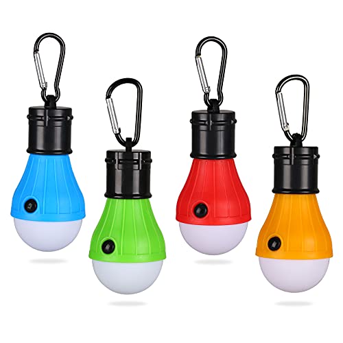 Yizhet Linterna Camping, 4 Piezas Luz Tienda de Campaña 3 Modos Farol Camping LED Impermeable IP65 con Mosquetón Clip Lampara Camping para Acampada, Senderismo, Emergencia Exterior