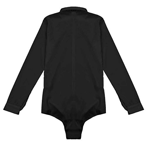 YiZYiF Maillot Baile Latino para Hombres Chicos Camisa Danza Moderna Body Camiseta Baile Lírico Adulto Traje Profesional Tango Danza Contemporánea Negro Large