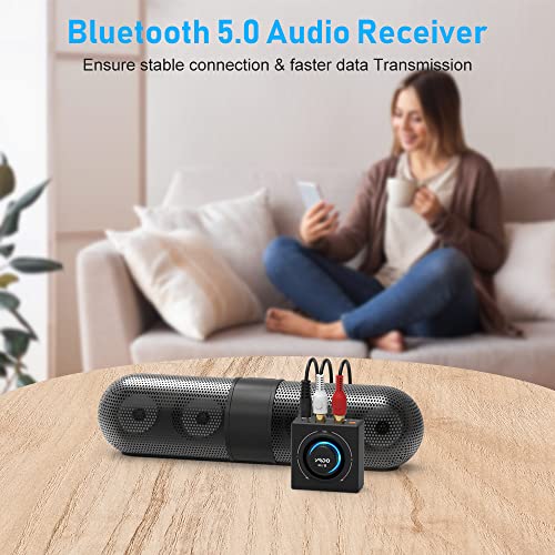 YMOO Receptor Audio Bluetooth 5.3, Adaptador Bluetooth RCA HiFi Receiver 3.5mm Jack Stereo SBC AAC, Estéreo/Altavoz Desde Teléfono/PC/Tableta/Portátil