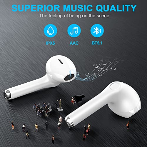 yobola Auriculares Inalámbricos, Auriculares Bluetooth 5.1 HiFi Estéreo, Cascos Inalambricos Bluetooth con Control Táctil, Micrófono Incorporado, IPX5 Deportivos