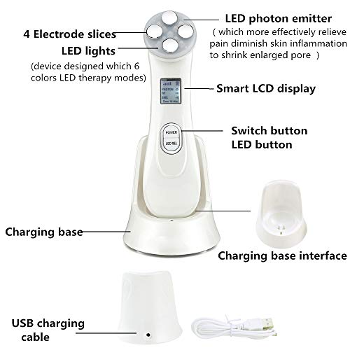 Yofuly Radiofrecuencia Facial Profesional y corporal Aparato, 5 Modos de Terapia de luz LED, Aparato Facial aparato Radiofrecuencia, Antiarrugas, Anti-envejecimiento, Limpieza Profunda,