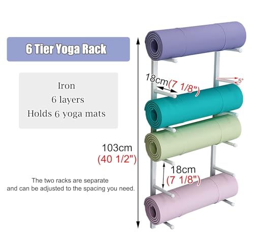 Yoga Accesorios Soporte para Esterilla de Yoga de Pared, Estante Metálico Colgante para Esterilla de Yoga, Yoga Mat Strap Foam Roller Resistance Band Storage Racks, Aparatos de Gimnasia en Casa