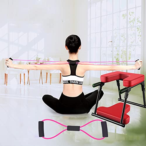 Yoga Taburete Pie, Taburete Plegable Yoga para Casa Y Gimnasio Cojín De Acero De PU Accesorios Yoga Accesorios De Fitness con Banda EláStica De Yoga Capacidad Carga 200kg Fitness Relajación