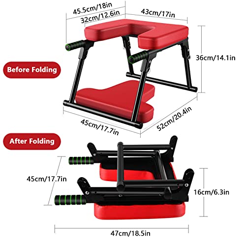 Yoga Taburete Pie, Taburete Plegable Yoga para Casa Y Gimnasio Cojín De Acero De PU Accesorios Yoga Accesorios De Fitness con Banda EláStica De Yoga Capacidad Carga 200kg Fitness Relajación